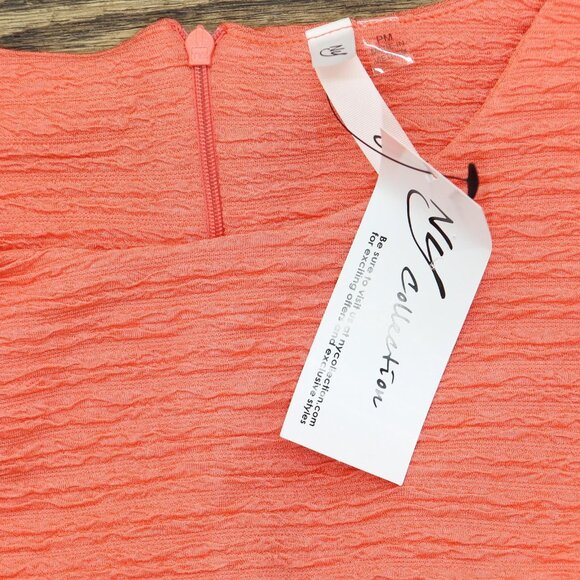 NWT Ny Collection Petite Textured Knit Dress with 3/4 Sleeves Coral Pink PM - Picture 7 of 8